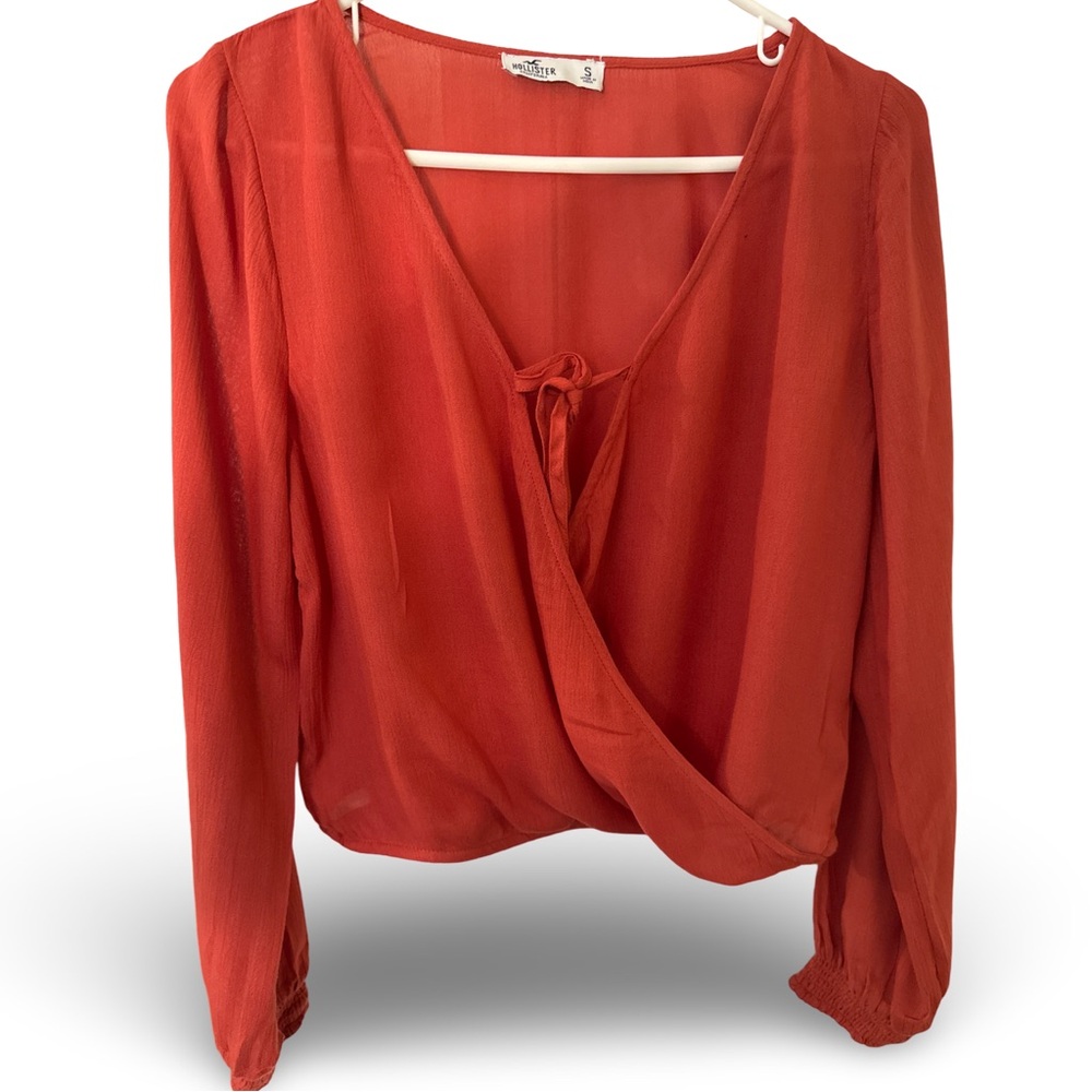 Hollister Long Sleeve Blouse Size S Brick Red